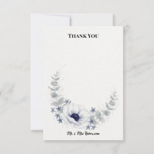 Midnight Celestial Botanical Anemone Thank You Card