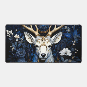 Midnight Celestial Floral Gothic Deer  Desk Mat