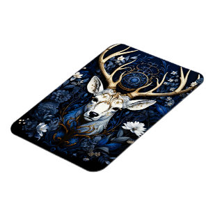Midnight Celestial Floral Gothic Deer Magnet