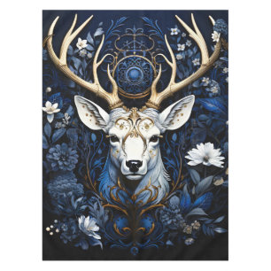 Midnight Celestial Floral Gothic Deer Tablecloth