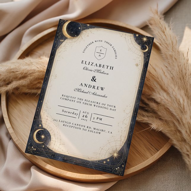 Midnight Celestial Garden Wedding Invitation (Creator Uploaded)