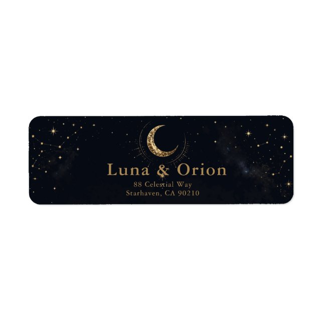 Midnight Celestial Wedding Address Label (Front)
