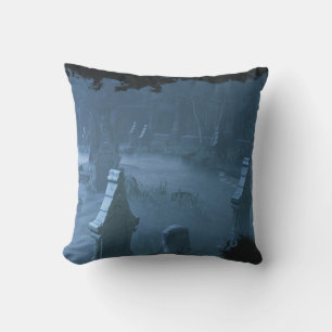 Midnight Cemetery Throw Pillow