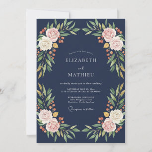 Midnight Champagne Ranunculus Grey Eucalyptus Wedd Invitation