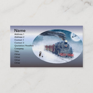 Midnight Christmas Train with Girl and Santa Business Card