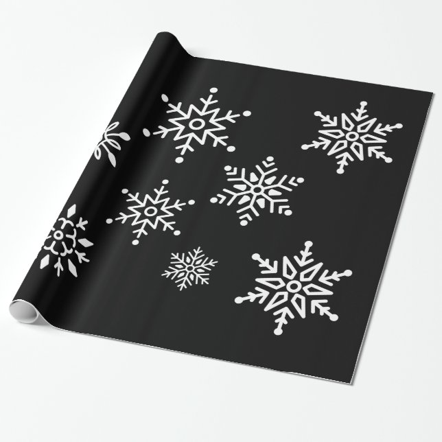 Midnight Clear - Snowflakes Wrapping Paper (Unrolled)