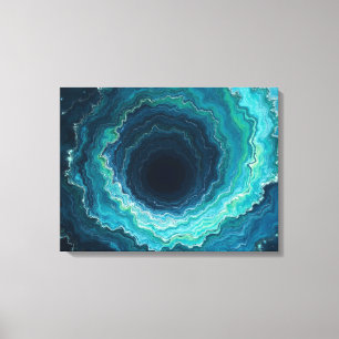 Midnight Currents –24" x 18" Abstract Fluid Ocean Canvas Print