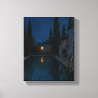 Midnight Cypress Pool – Moody Blue Art Canvas Print