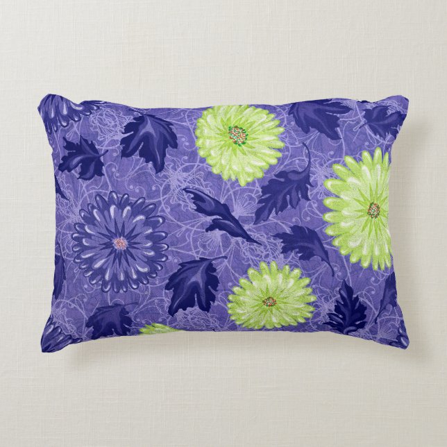 Midnight Daisy Garden Accent Pillow (Front)