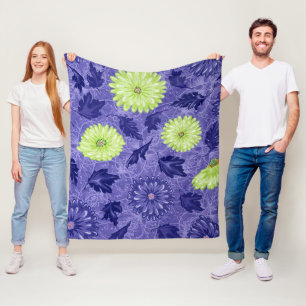 Midnight Daisy Garden Fleece Blanket