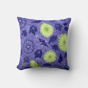 Midnight Daisy Garden Throw Pillow