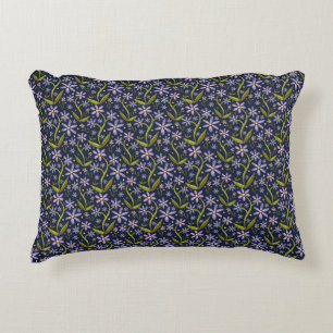 Midnight Dancing Watercolor Daisies Accent Pillow