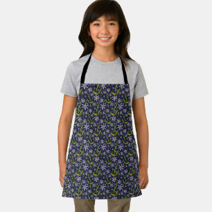 Midnight   Dancing Watercolor Daisies Kids Apron