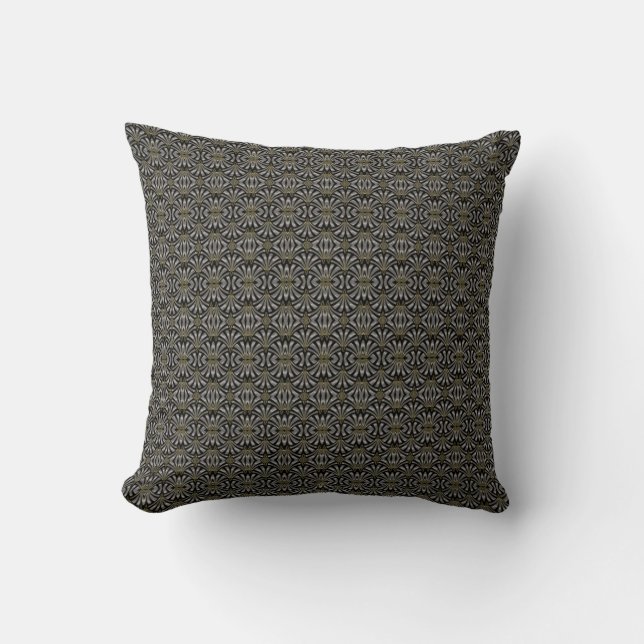 Midnight Deco Bloom Throw Pillow (Front)