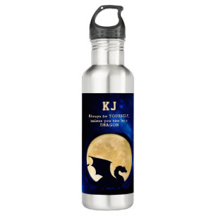 Midnight Dragon Minimalist Initials Back to School 710 Ml Water Bottle