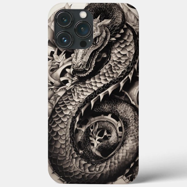 Midnight Dragon: Sleek Black Dragon Tee Case-Mate iPhone Case (Back)
