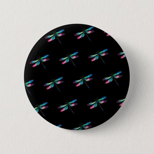 Midnight Dragonflies 2 Inch Round Button (Front)