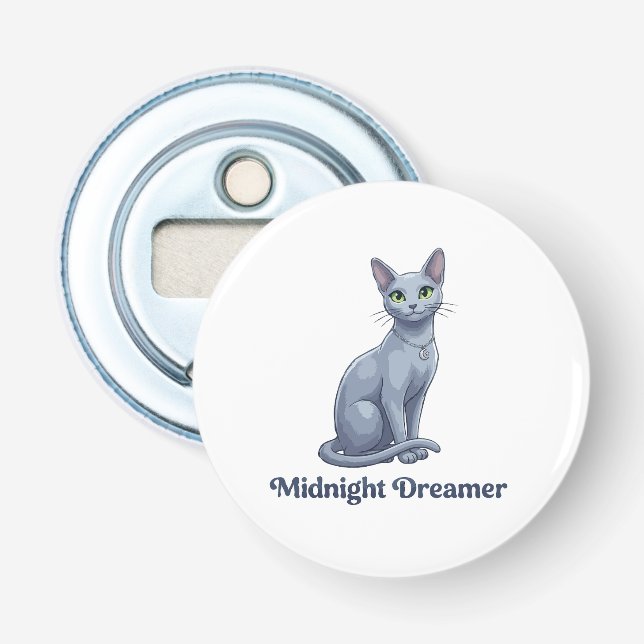  Midnight Dreamer Celestial Cat Bottle Opener (Front)
