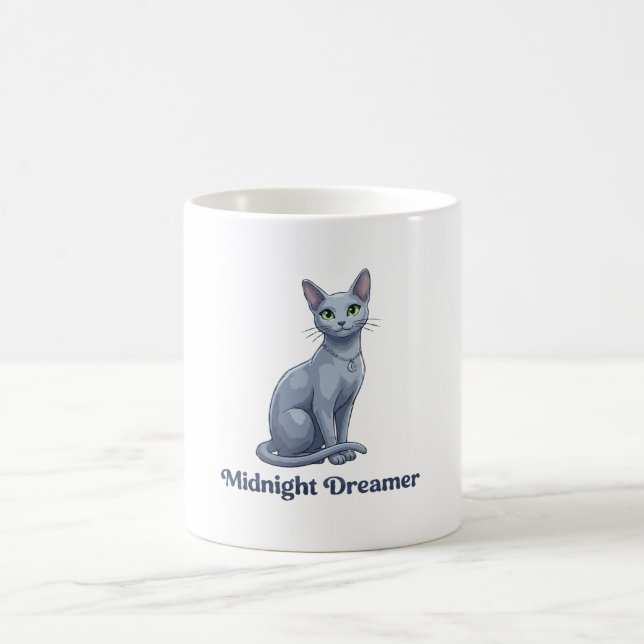  Midnight Dreamer Celestial Cat Coffee Mug (Center)