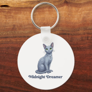 Midnight Dreamer Celestial Cat Keychain