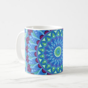 Midnight Dreams Mandala Blue Boho Ceramic Coffee Mug