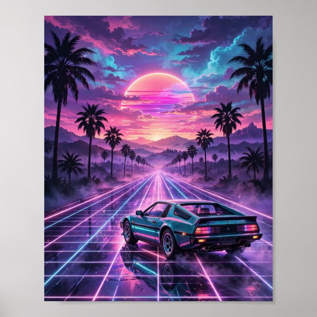 Midnight Drive — Retro Synthwave Car Poster (Front)