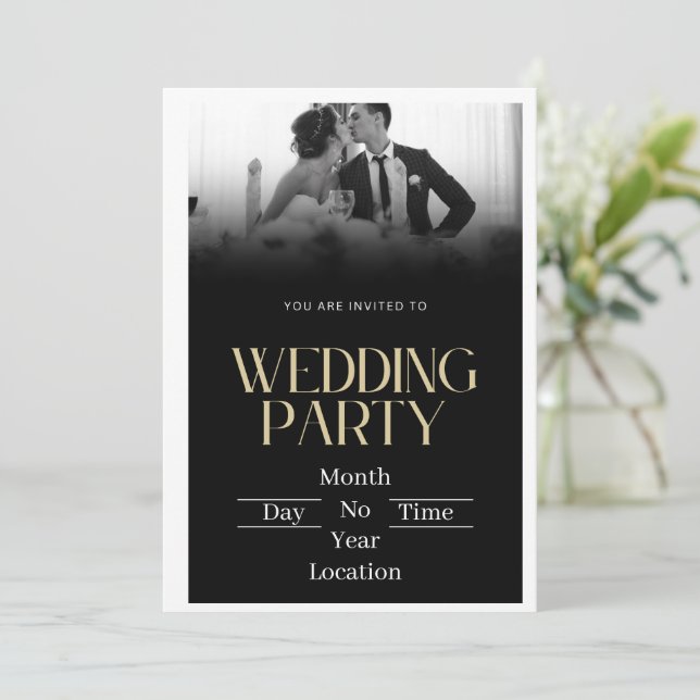  Midnight Elegance Wedding Invitation  (Standing Front)