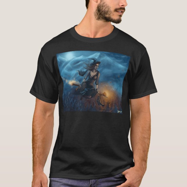 Midnight Errands - Witch Riding Magic Broom At Nig T-Shirt (Front)