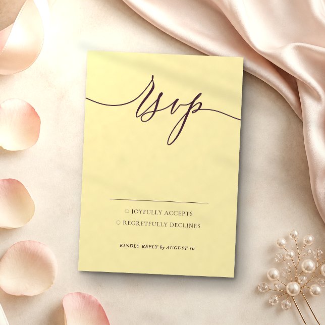 Midnight Fig & Champagne Modern Kindly Reply RSVP Card (Creator Uploaded)