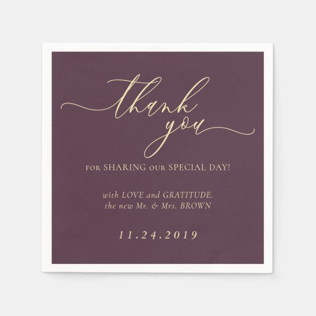 Midnight Fig Formal Minimalist Decor Wedding Napkin (Front)