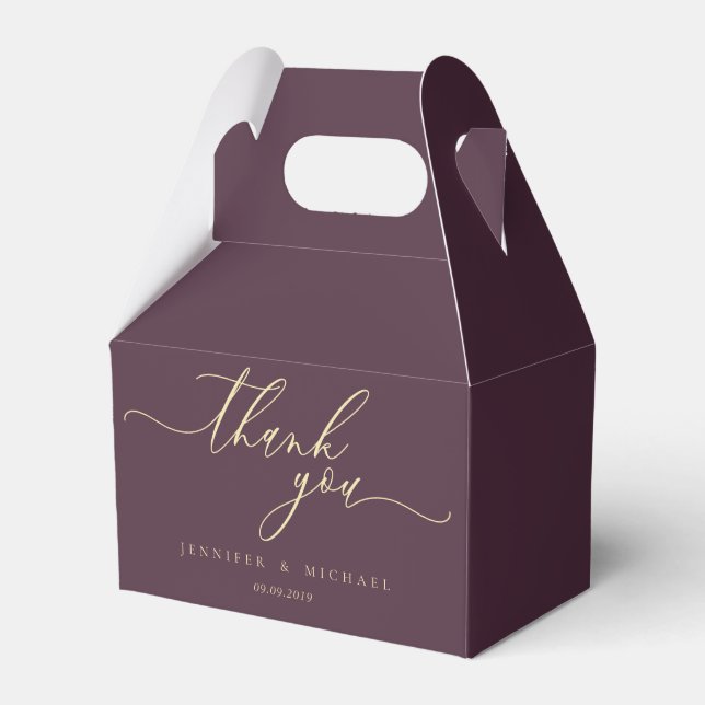 Midnight Fig Modern Brand Wedding Thank You Favor Box (Front Side)