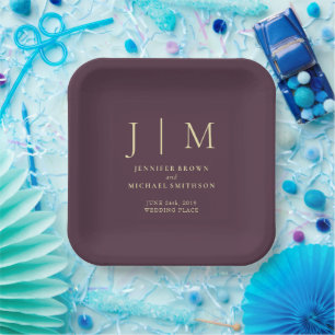 Midnight Fig Simple Minimal Formal Modernist Paper Plate