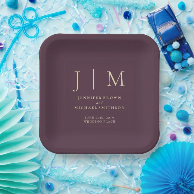 Midnight Fig Simple Minimal Formal Modernist Paper Plate (Party)