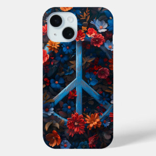 Midnight Floral Peace Symbol Phone Case