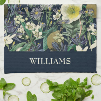 Midnight Floral Vintage Botanical Custom Kitchen Towel