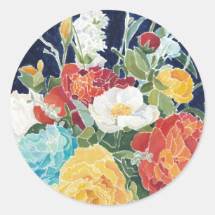 Midnight Florals I Classic Round Sticker