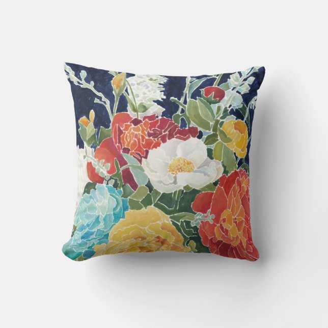 Midnight Florals I Throw Pillow (Front)