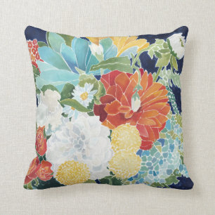 Midnight Florals III Throw Pillow