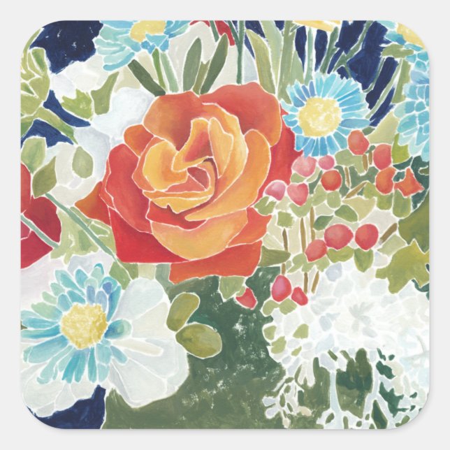 Midnight Florals IV Square Sticker (Front)