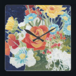 Midnight Florals IV Square Wall Clock<br><div class="desc">Floral</div>