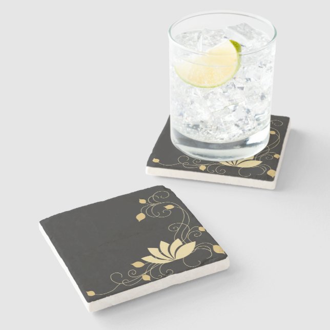 Midnight Flower Stone Coaster (Side)