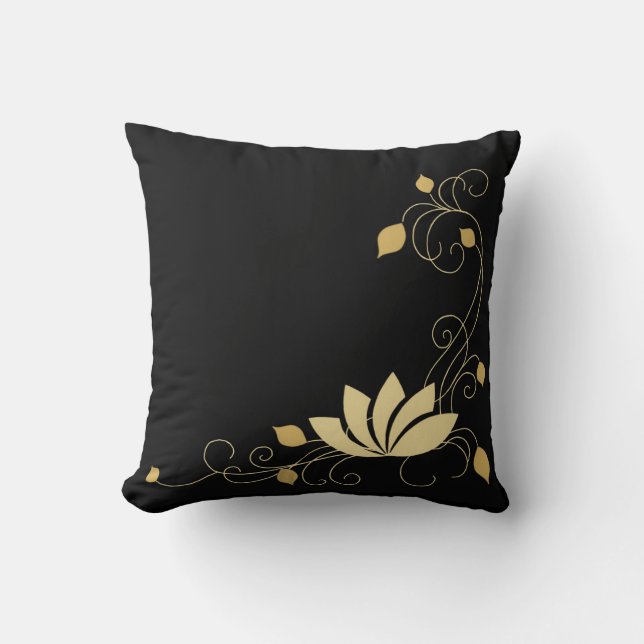 Midnight Flower Throw Pillow (Front)