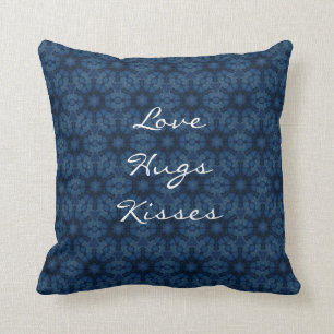 Midnight Flowers Love Hugs Kisses Custom Text G202 Throw Pillow