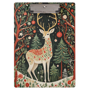 Midnight Forest Christmas Deer Clipboard