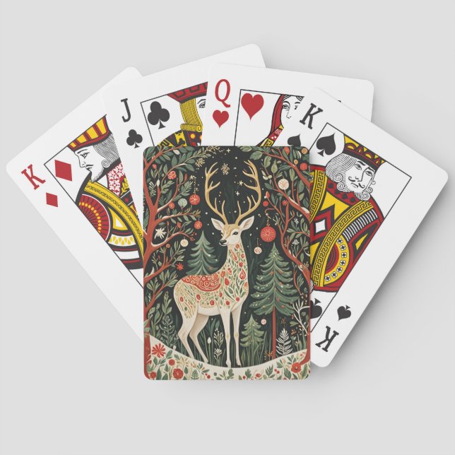 Midnight Forest Christmas Deer Playing Cards (Back)