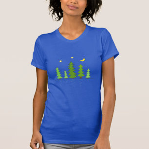 Midnight Forest with Trees Stars and Moon T-Shirt