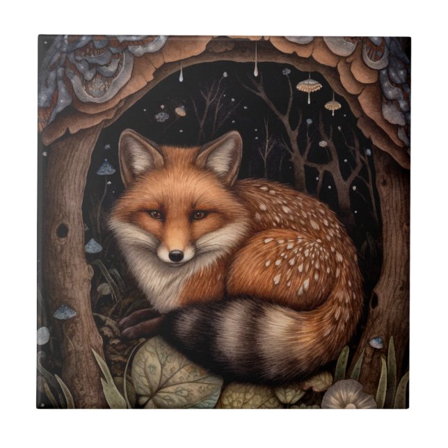 Midnight Fox Ceramic Tile (Front)