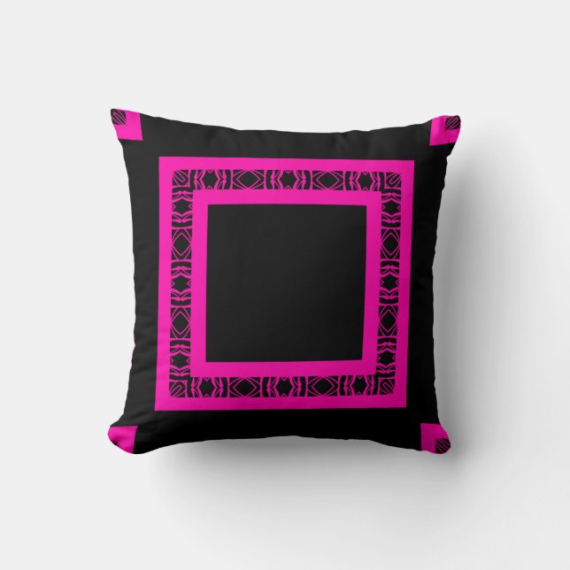 Midnight Fuchsia Geometric Throw Pillow (Front)