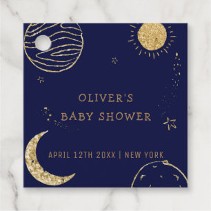 Midnight Galaxy Moon Star Boy Baby Shower  Favour Tags