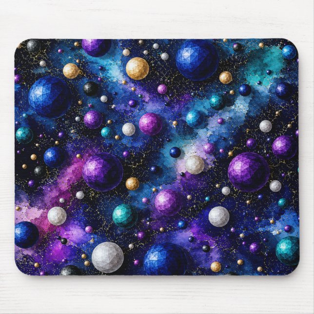 Midnight Galaxy Poly Bubbles  Mouse Pad (Front)